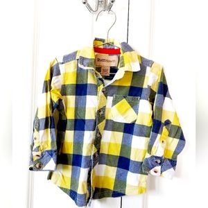 Yellow & Blue Plaid Flannel Button up Shirt 3T‎ Ruff Hewn